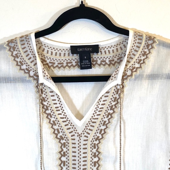 Karen Kane Boho Gorpcore Granola Earthy Women’s Small Peasant Top - Picture 2 of 14